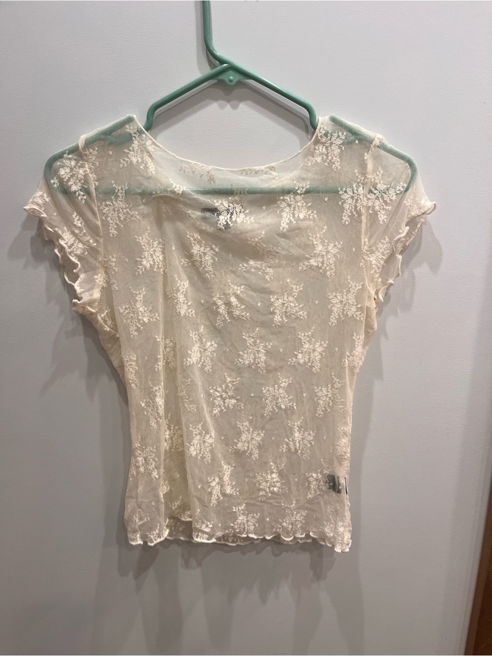 Sheer Floral Lace Cap Sleeve Camisole in Cream